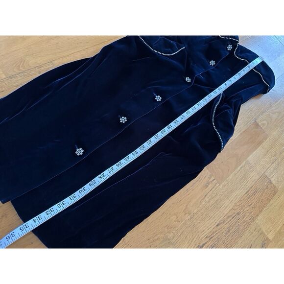 VINTAGE 80s Victor Costa Navy Velvet Crystal Trim Strapless Cocktail Dress Sz 6 - Picture 12 of 16